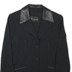 MANISANCE Womens Black & Grey Pinstripe Tailored Jacket XXS Polyester Blend