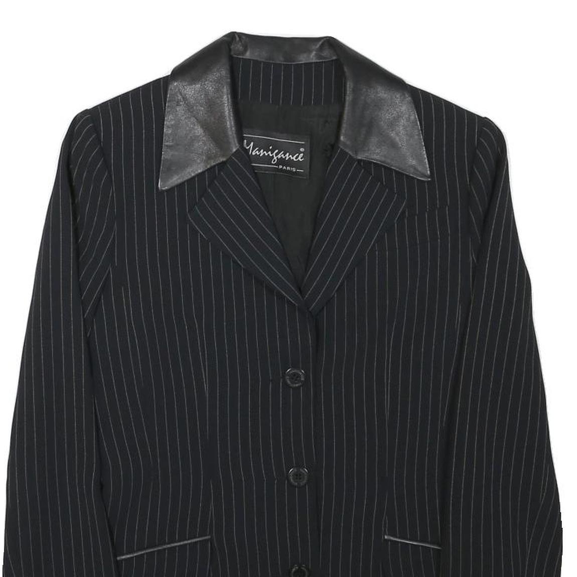 MANISANCE Womens Black & Grey Pinstripe Tailored Jacket XXS Polyester Blend