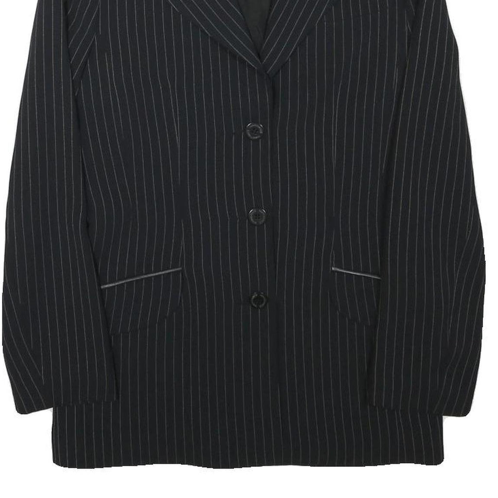 MANISANCE Womens Black & Grey Pinstripe Tailored Jacket XXS Polyester Blend