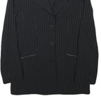 MANISANCE Womens Black & Grey Pinstripe Tailored Jacket XXS Polyester Blend