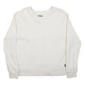 CAT Womens White Crew Neck L Cotton Blend Casual Sweatshirt Embroidered Logo