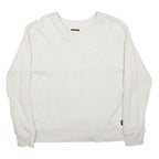 CAT Womens White Crew Neck L Cotton Blend Casual Sweatshirt Embroidered Logo