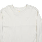 CAT Womens White Crew Neck L Cotton Blend Casual Sweatshirt Embroidered Logo