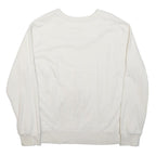 CAT Womens White Crew Neck L Cotton Blend Casual Sweatshirt Embroidered Logo