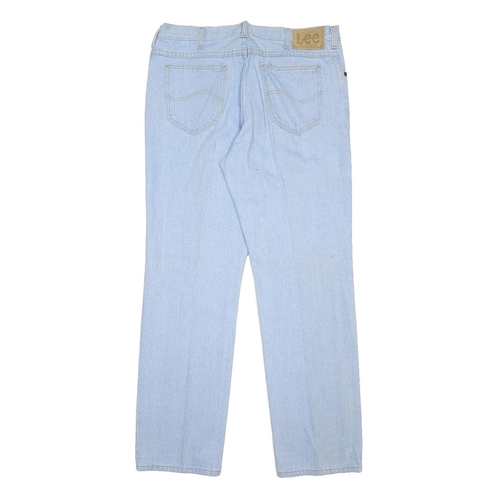 LEE Mens Jeans Blue Regular Straight Denim Light W36 L32 Classic Style Zip
