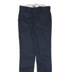 DICKIES Womens Regular Fit Navy Blue Cotton Blend Straight Leg Trousers W28 L32