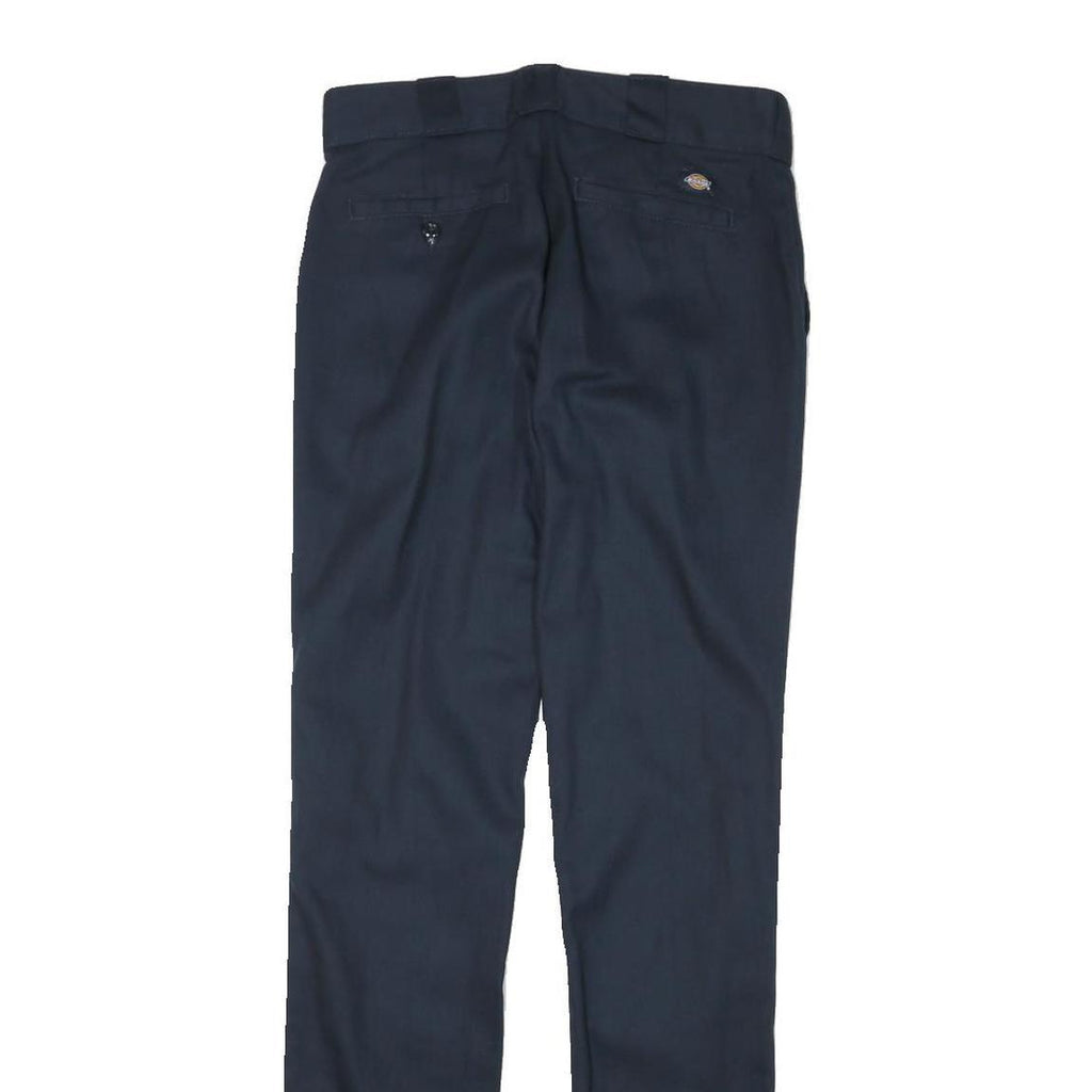 DICKIES Womens Regular Fit Navy Blue Cotton Blend Straight Leg Trousers W28 L32