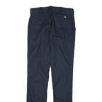 DICKIES Womens Regular Fit Navy Blue Cotton Blend Straight Leg Trousers W28 L32