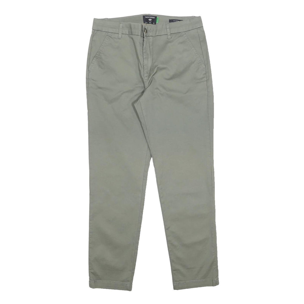 DOCKERS Womens Cotton Blend Slim Straight Light Grey Trousers W27 L28 Stylish
