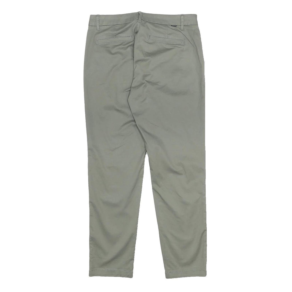 DOCKERS Womens Cotton Blend Slim Straight Light Grey Trousers W27 L28 Stylish
