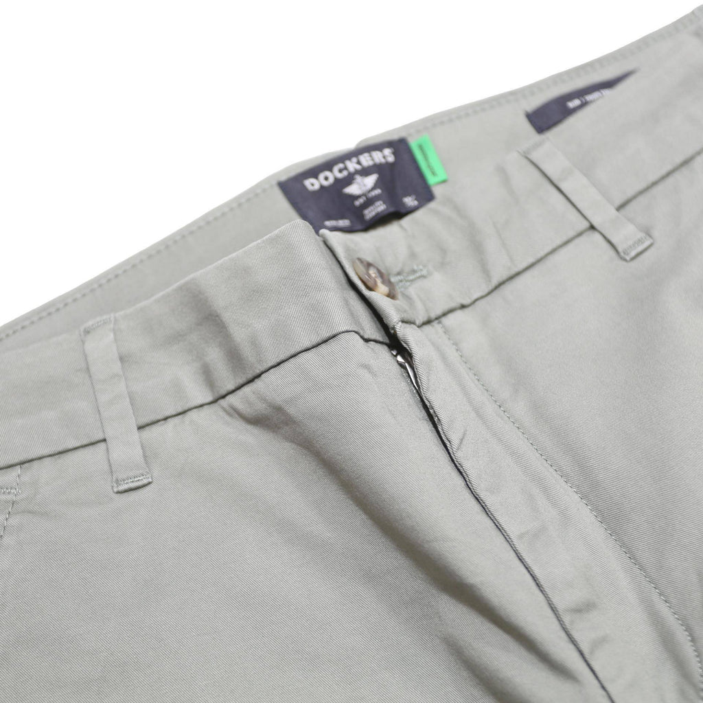 DOCKERS Womens Cotton Blend Slim Straight Light Grey Trousers W27 L28 Stylish
