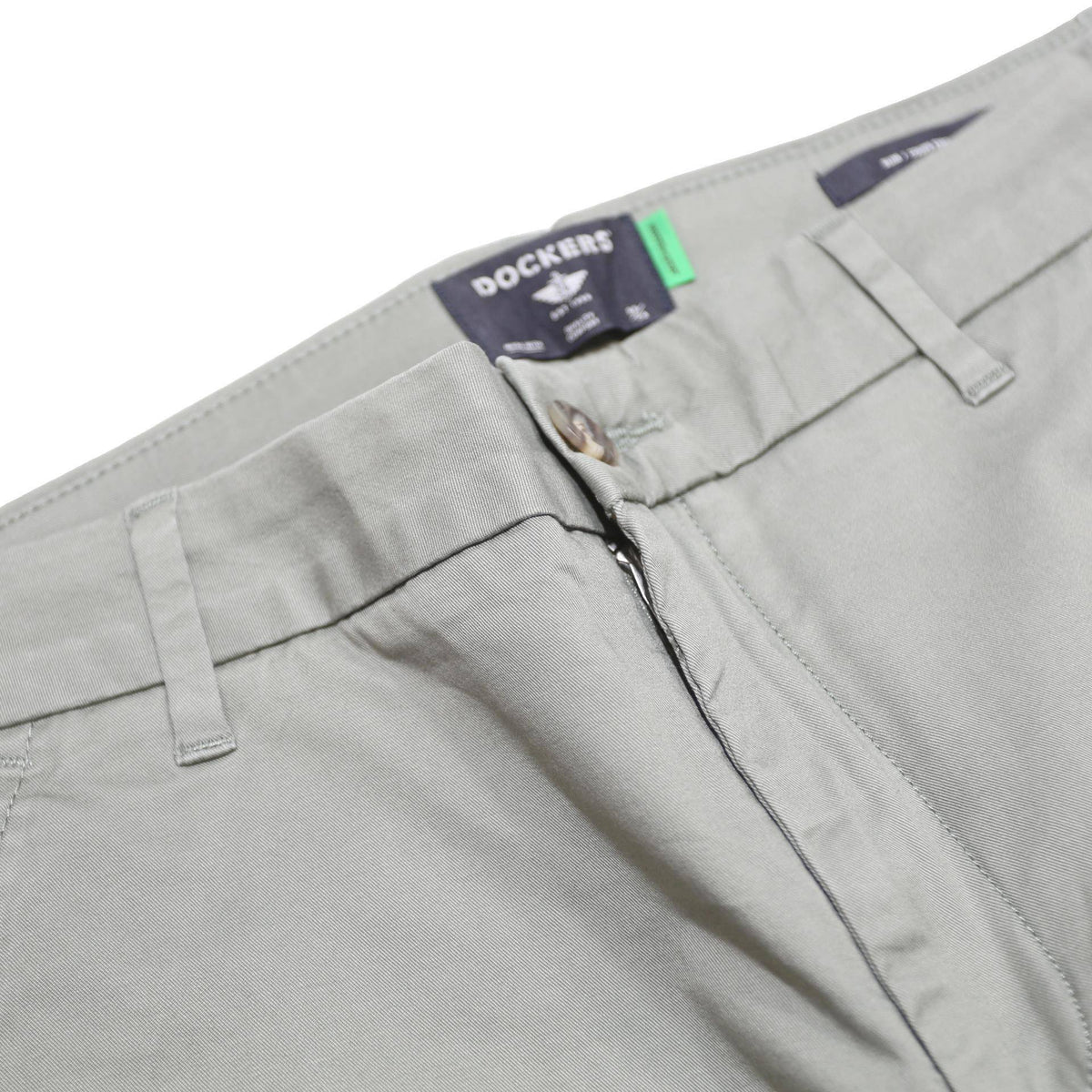 DOCKERS Womens Cotton Blend Slim Straight Light Grey Trousers W27 L28 Stylish