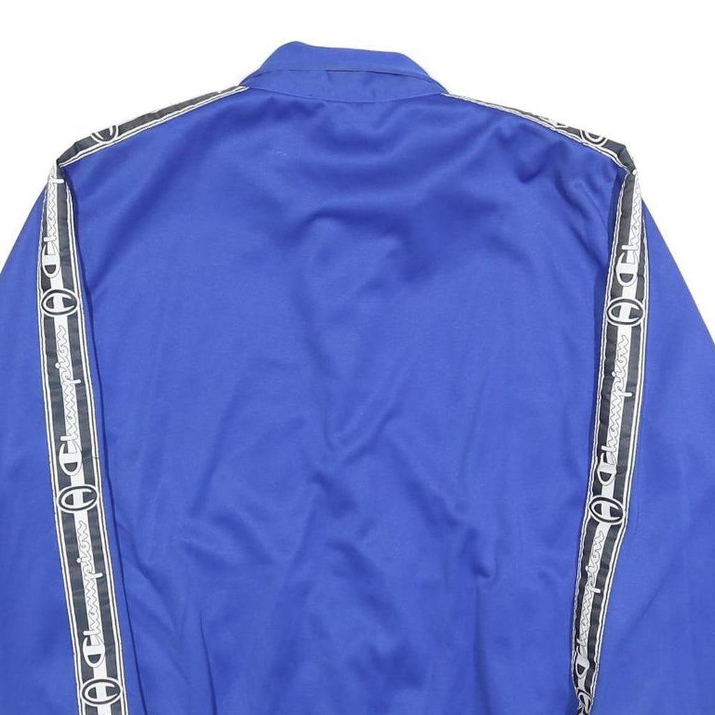 CHAMPION Mens Blue Zip Jacket L Polyester Logo Stripe Track Sportswear