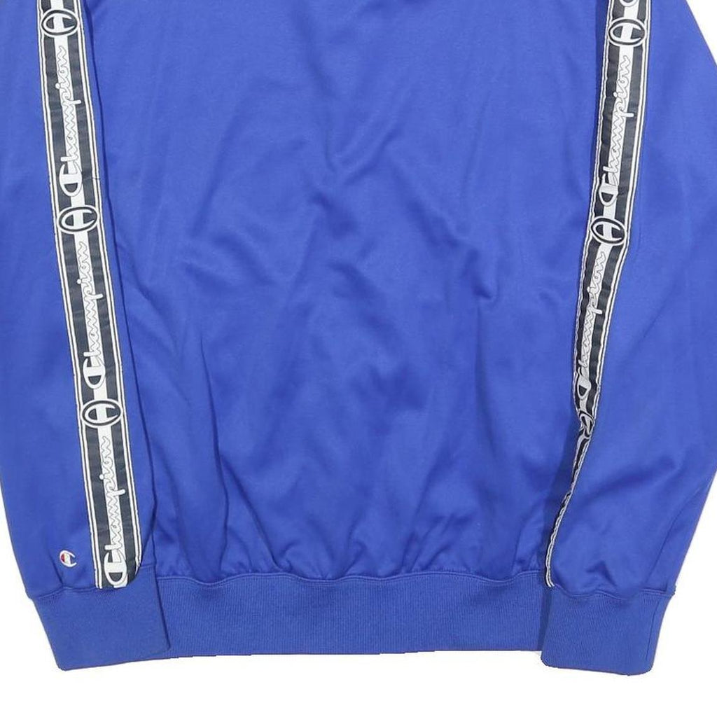 CHAMPION Mens Blue Zip Jacket L Polyester Logo Stripe Track Sportswear