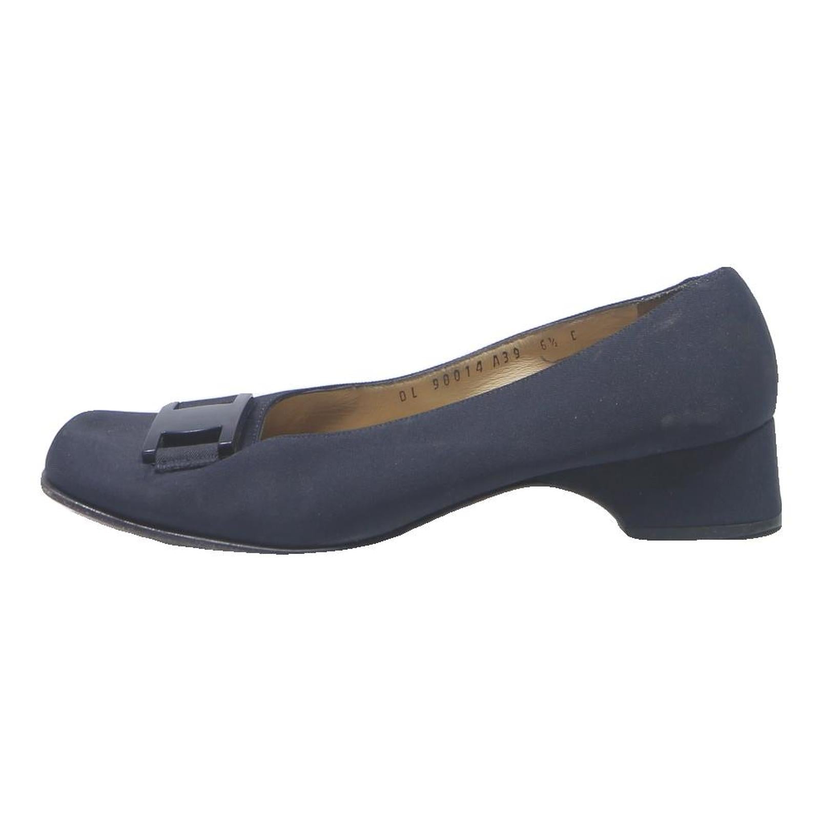 SALVATORE FERRAGAMO Vara Womens Navy Blue Canvas Low Heel UK 6.5 Classic Elegant