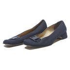SALVATORE FERRAGAMO Vara Womens Navy Blue Canvas Low Heel UK 6.5 Classic Elegant