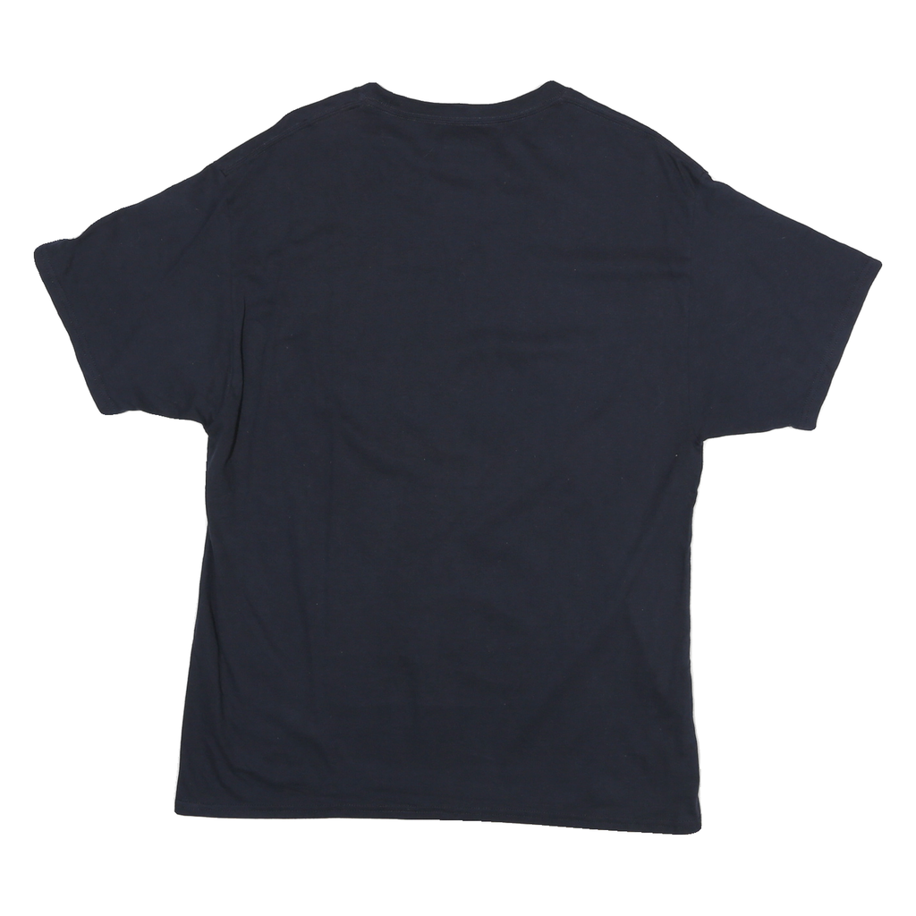CHAMPION Mens Navy Blue Butler Soccer Graphic T-Shirt L Short Sleeve Crew Neck