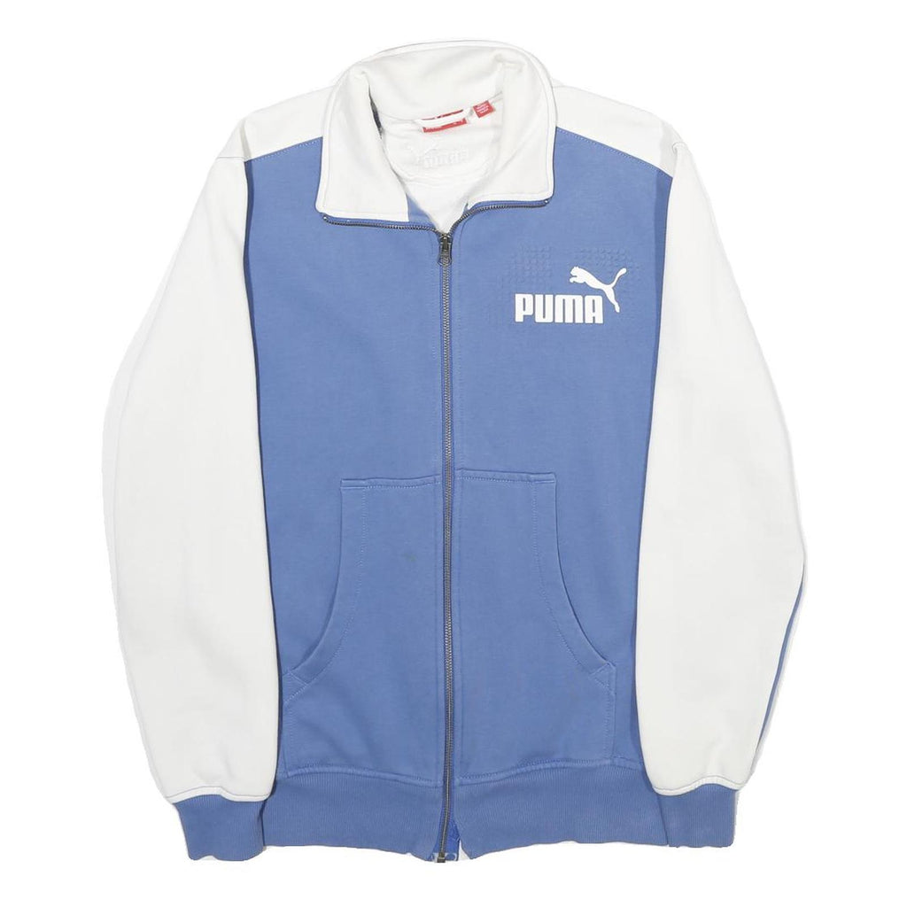PUMA Mens Blue & White Zip Up Jacket S Polyester Blend Track Casual Sportswear