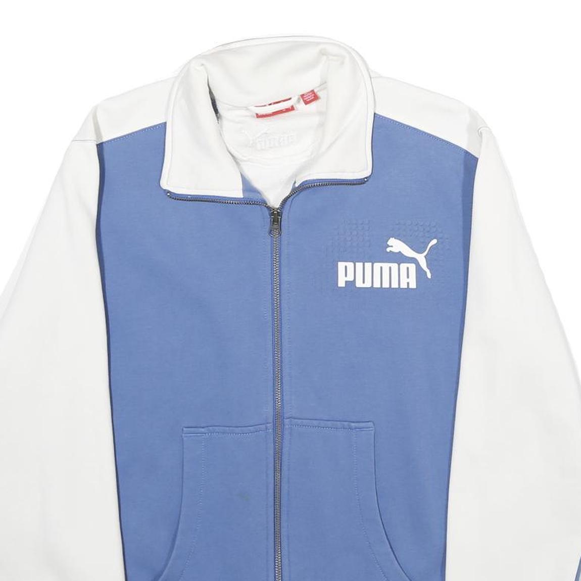 PUMA Mens Blue & White Zip Up Jacket S Polyester Blend Track Casual Sportswear