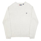 CHAPS Mens White Plain Cotton Blend Jumper Crew Neck Basic Knit XL Casual Layer