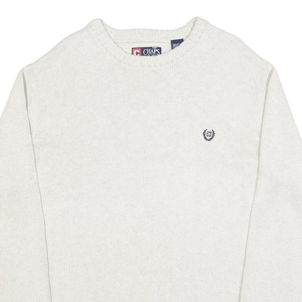 CHAPS Mens White Plain Cotton Blend Jumper Crew Neck Basic Knit XL Casual Layer