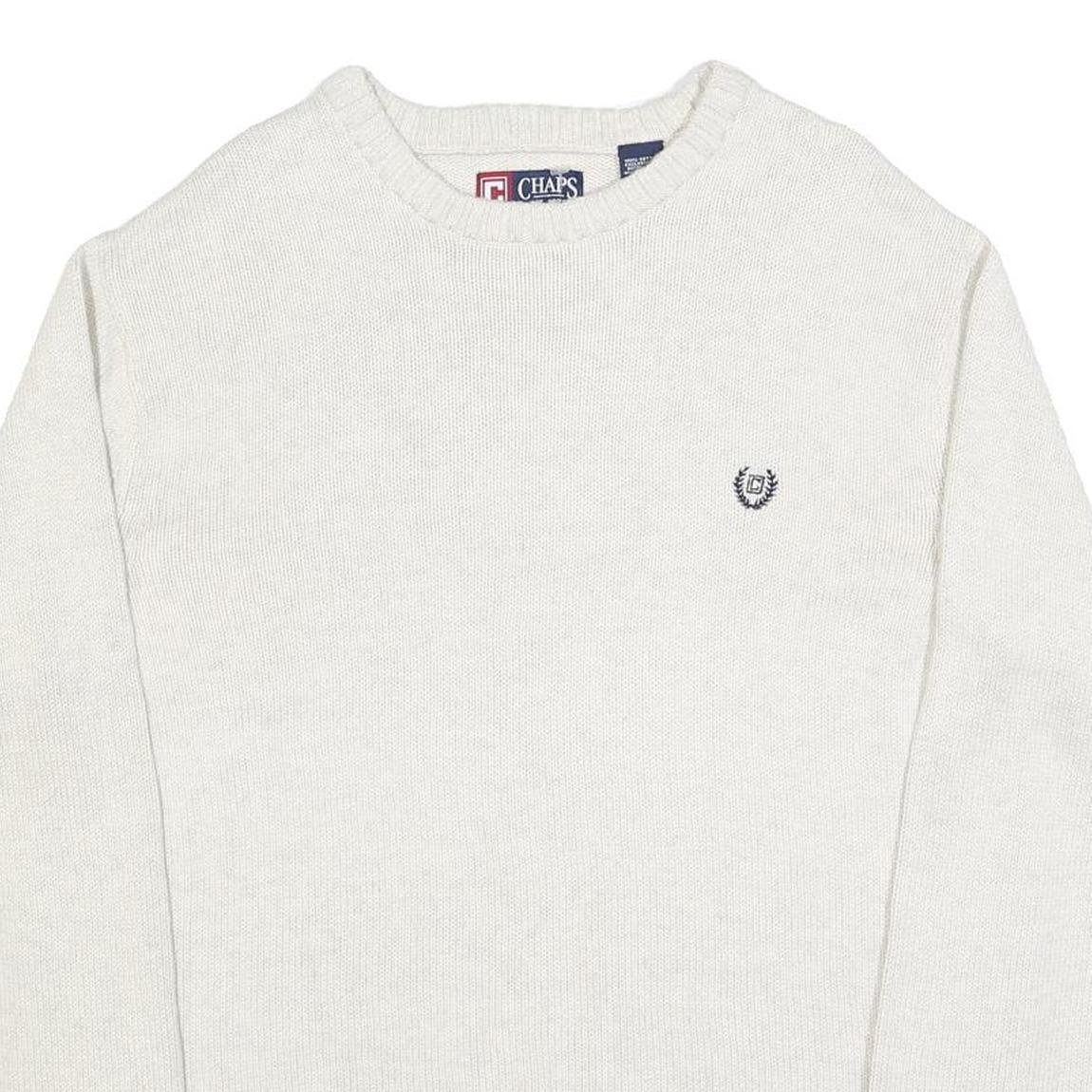 CHAPS Mens White Plain Cotton Blend Jumper Crew Neck Basic Knit XL Casual Layer