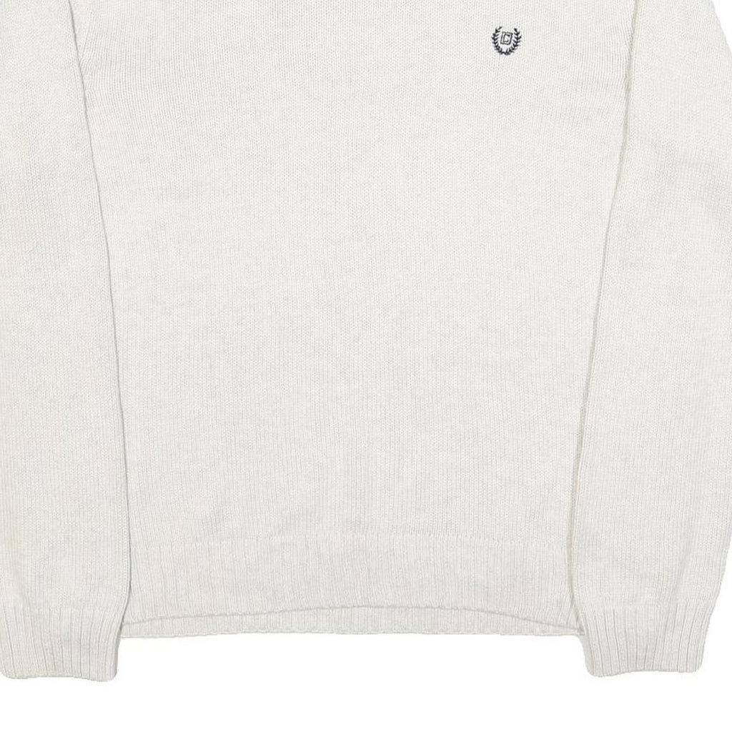 CHAPS Mens White Plain Cotton Blend Jumper Crew Neck Basic Knit XL Casual Layer