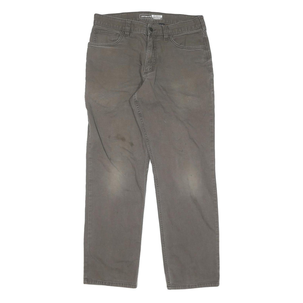 CARHARTT Mens Relaxed Fit Cotton Jeans Brown Straight Zip W33 L32 Workwear