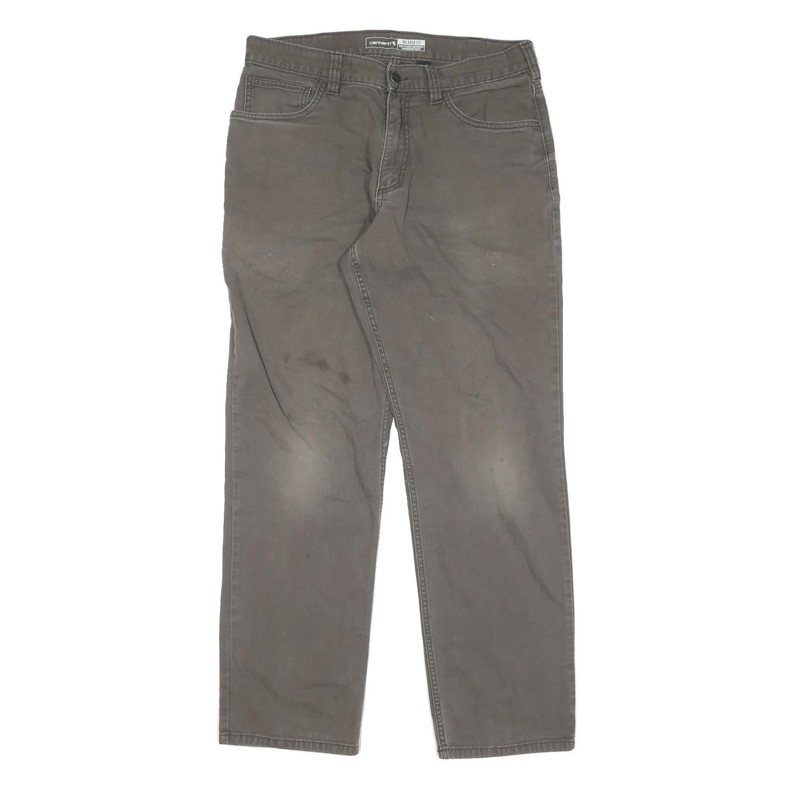 CARHARTT Mens Relaxed Fit Cotton Jeans Brown Straight Zip W33 L32 Workwear