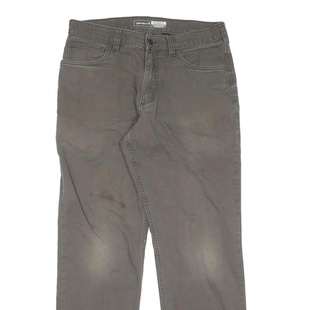 CARHARTT Mens Relaxed Fit Cotton Jeans Brown Straight Zip W33 L32 Workwear