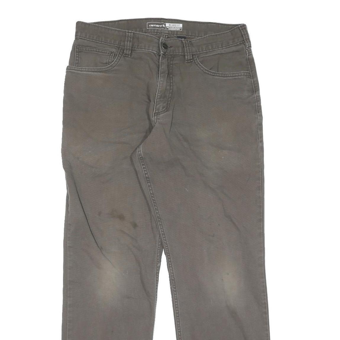 CARHARTT Mens Relaxed Fit Cotton Jeans Brown Straight Zip W33 L32 Workwear