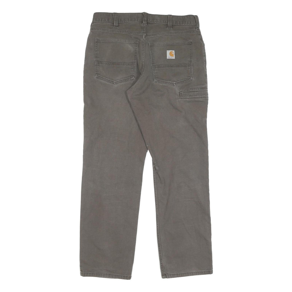 CARHARTT Mens Relaxed Fit Cotton Jeans Brown Straight Zip W33 L32 Workwear