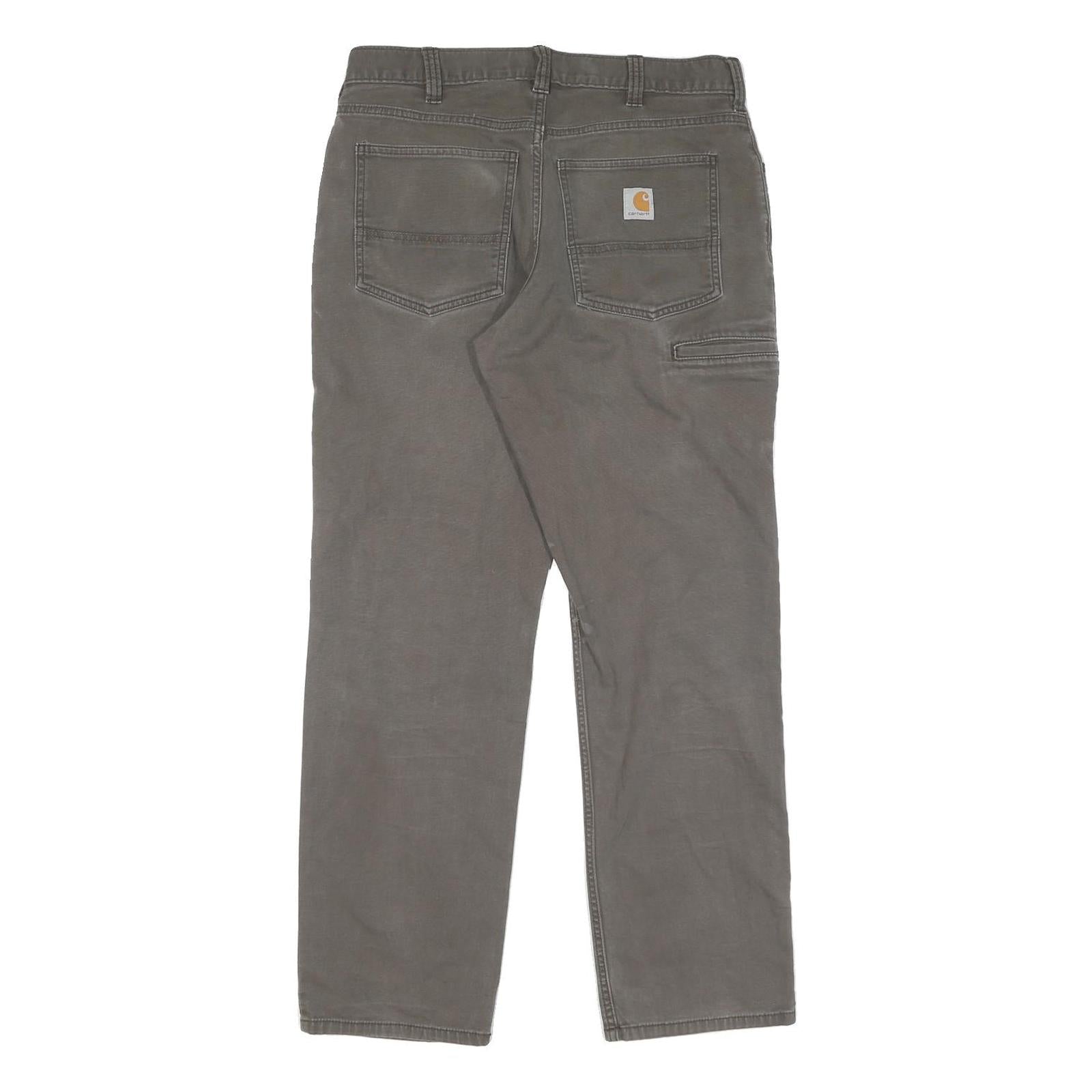 CARHARTT Mens Relaxed Fit Cotton Jeans Brown Straight Zip W33 L32 Workwear