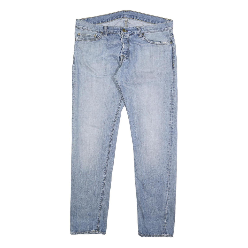 CARHARTT Mens Jeans Blue Regular Straight Denim Light W34 L32 Button Closure