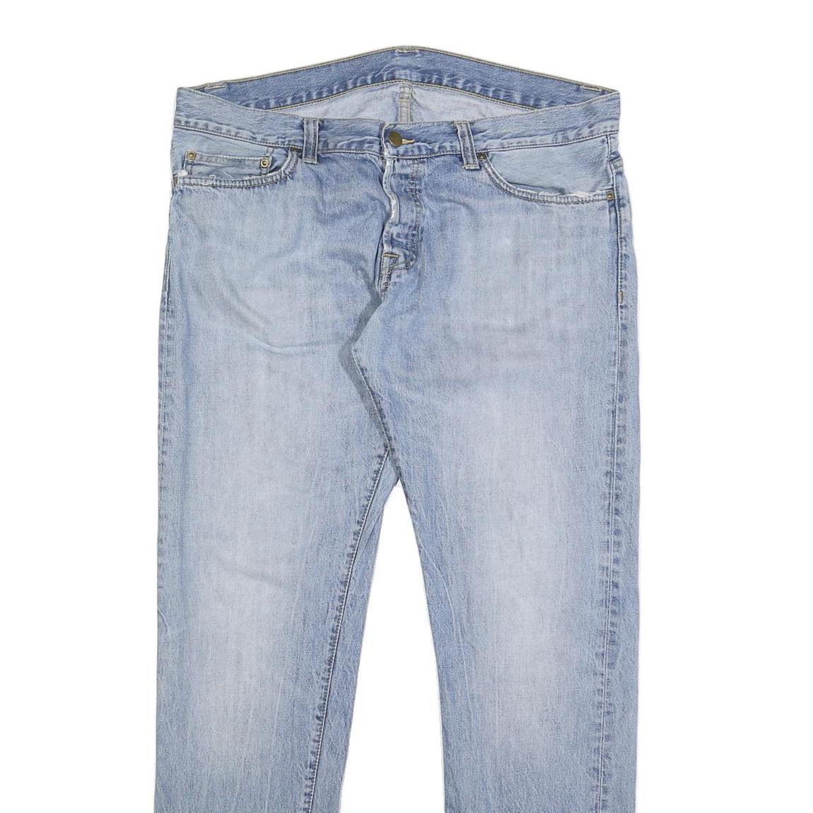 CARHARTT Mens Jeans Blue Regular Straight Denim Light W34 L32 Button Closure