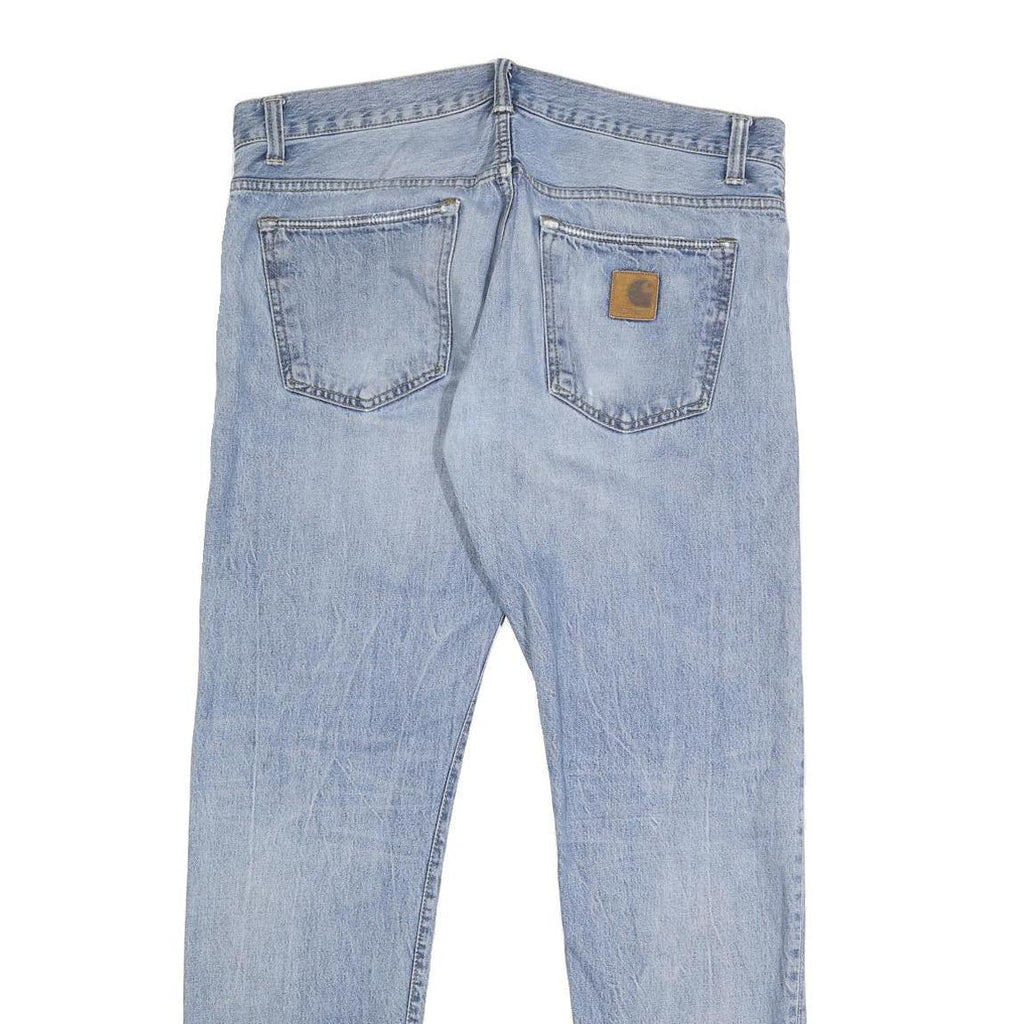 CARHARTT Mens Jeans Blue Regular Straight Denim Light W34 L32 Button Closure