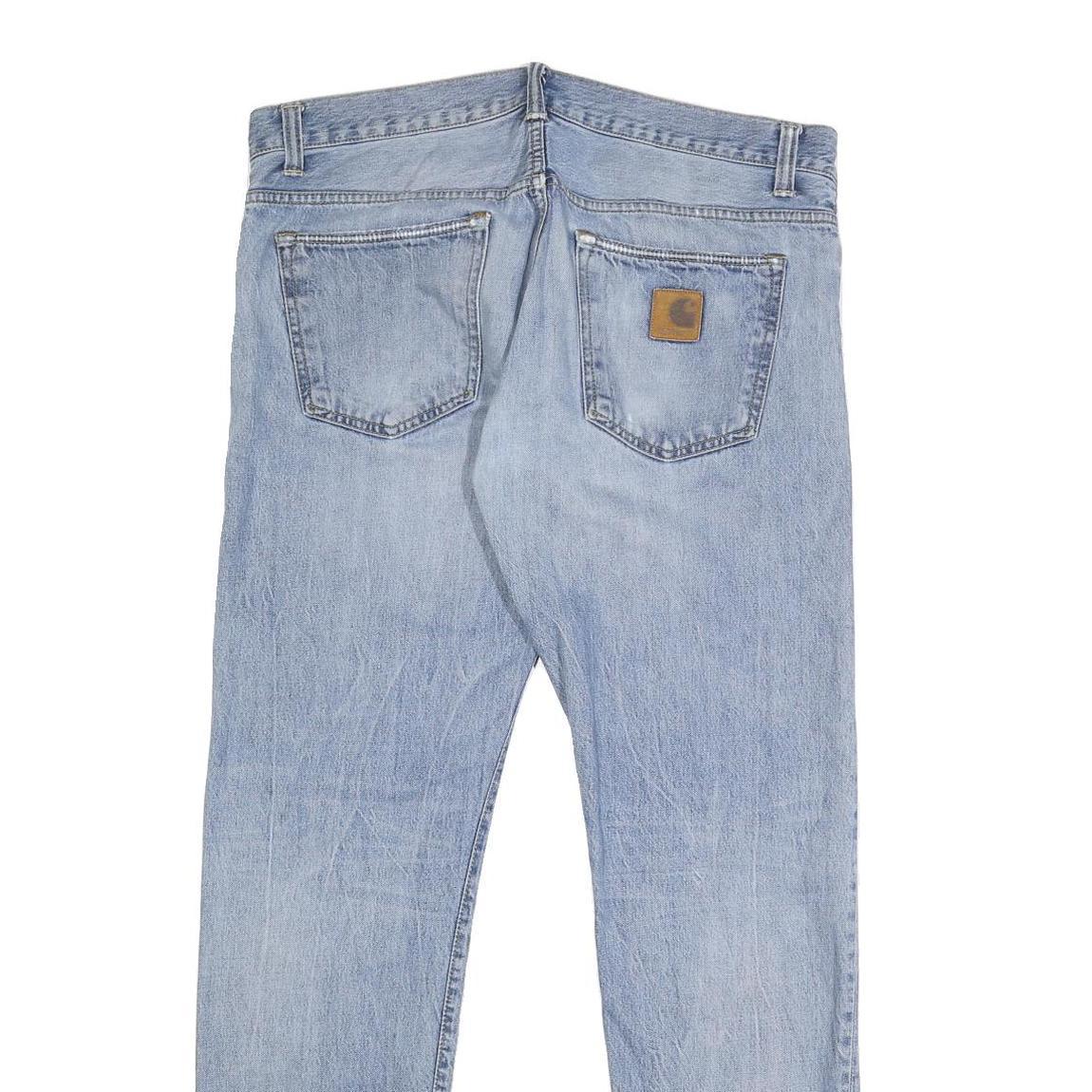 CARHARTT Mens Jeans Blue Regular Straight Denim Light W34 L32 Button Closure