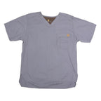 CARHARTT Mens Grey Plain T-Shirt S Short Sleeve V-Neck Workwear Pocket