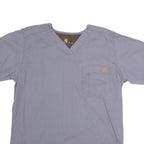 CARHARTT Mens Grey Plain T-Shirt S Short Sleeve V-Neck Workwear Pocket