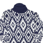 WORTHINGTON Mens Blue & White Patterned Pullover Jumper Turtle Neck M Acrylic