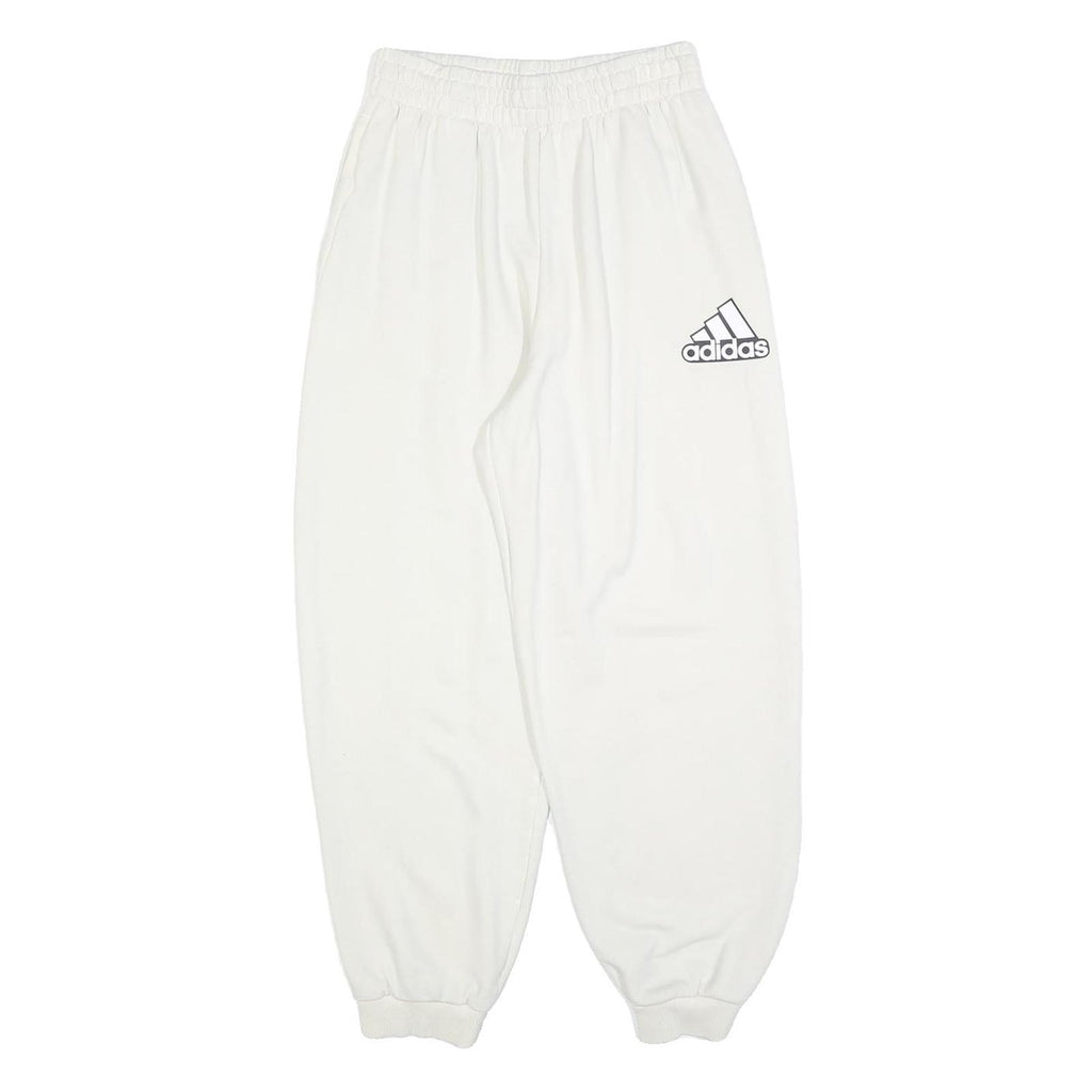 ADIDAS Womens Joggers White S W26 L26 Cotton Blend Logo Elastic Waist