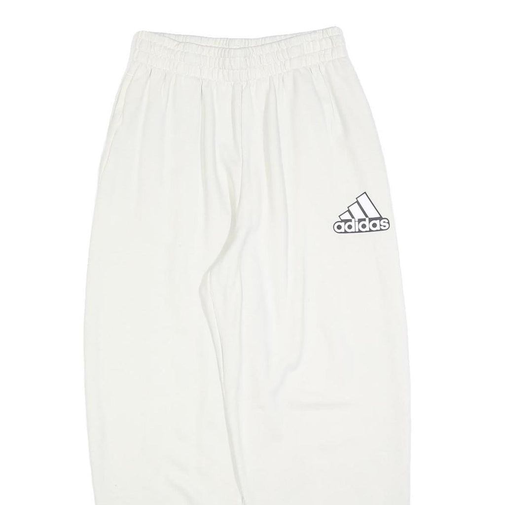 ADIDAS Womens Joggers White S W26 L26 Cotton Blend Logo Elastic Waist