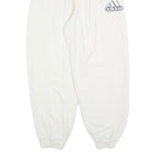 ADIDAS Womens Joggers White S W26 L26 Cotton Blend Logo Elastic Waist