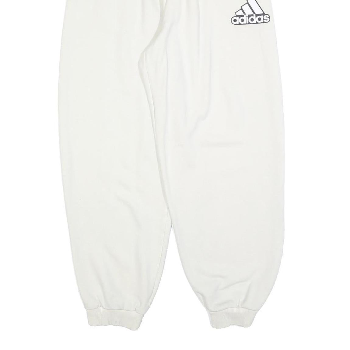 ADIDAS Womens Joggers White S W26 L26 Cotton Blend Logo Elastic Waist