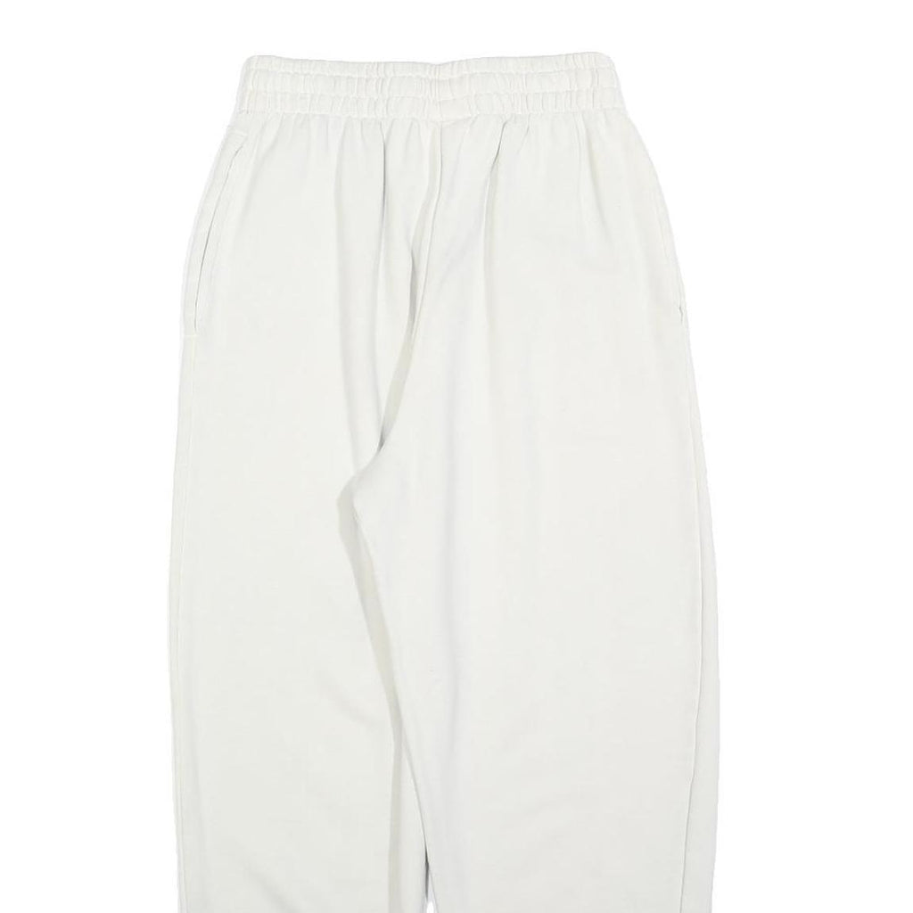 ADIDAS Womens Joggers White S W26 L26 Cotton Blend Logo Elastic Waist