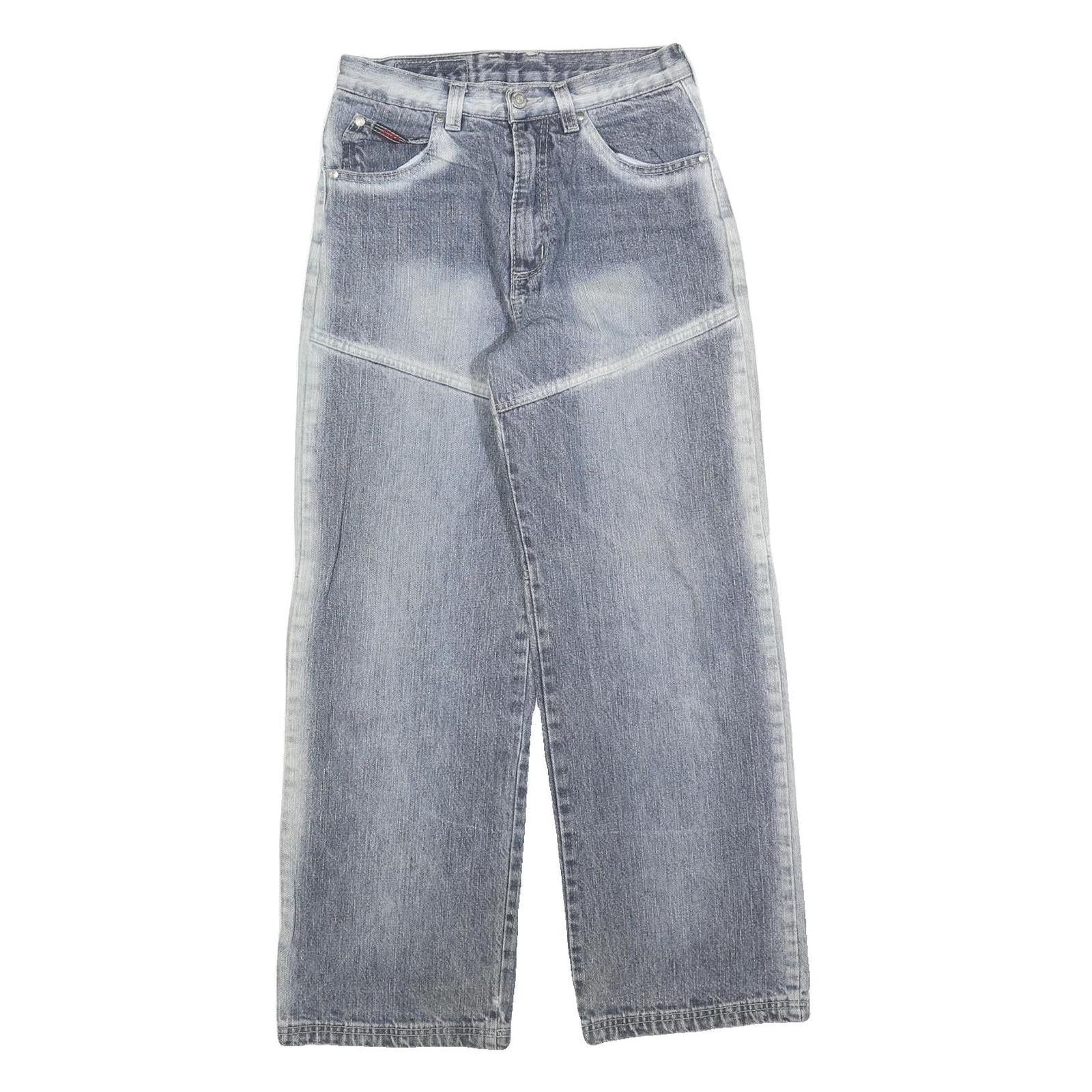 JOPP Womens Relaxed Jeans Blue Denim Raw W26 L28 Casual Patchwork Style