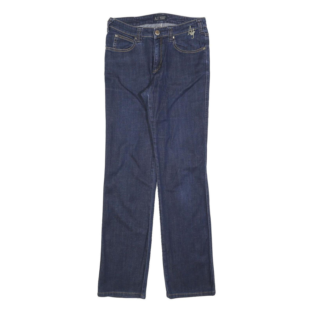 ARMANI JEANS Womens Slim Blue Denim Jeans W28 L32 Stylish Logo Zip