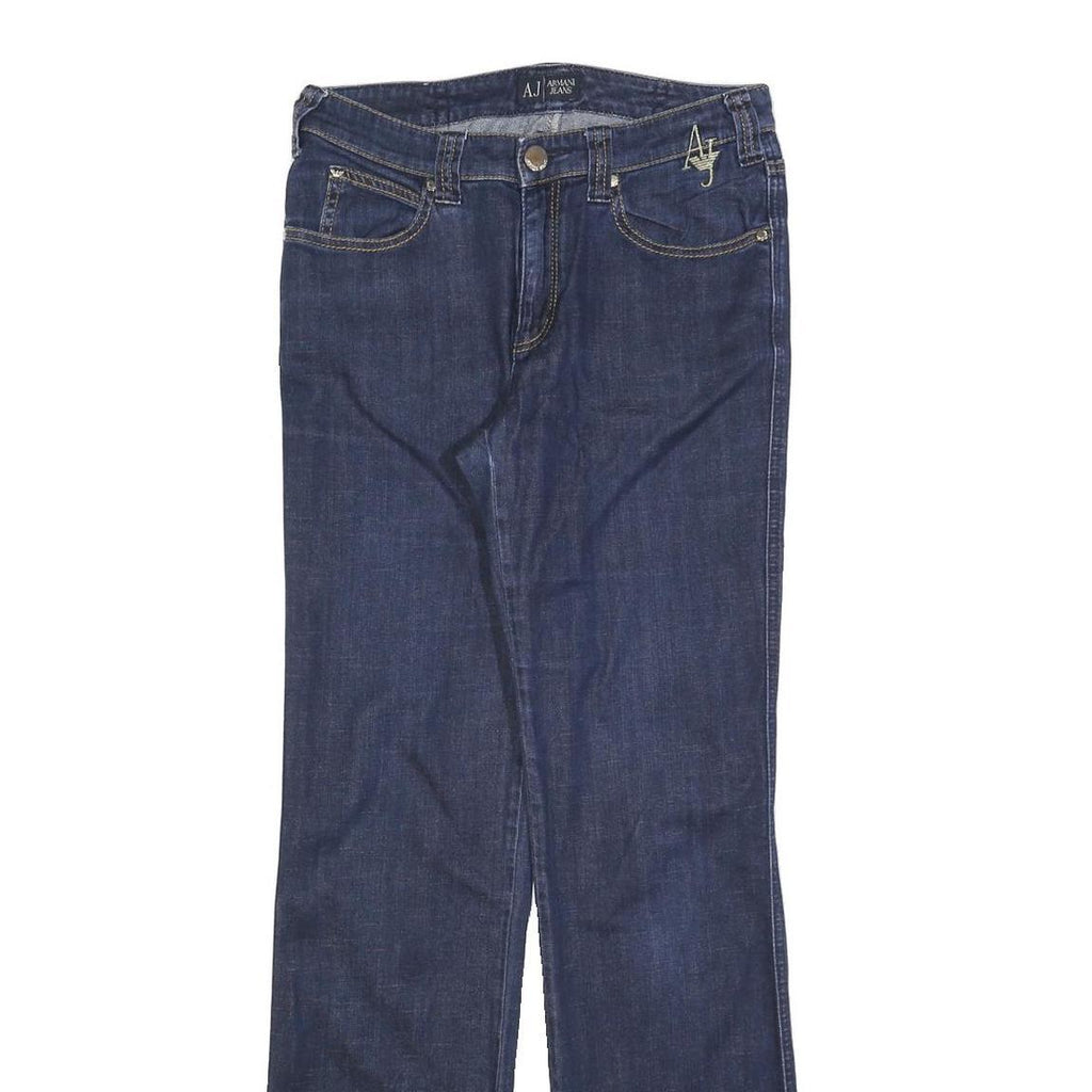 ARMANI JEANS Womens Slim Blue Denim Jeans W28 L32 Stylish Logo Zip