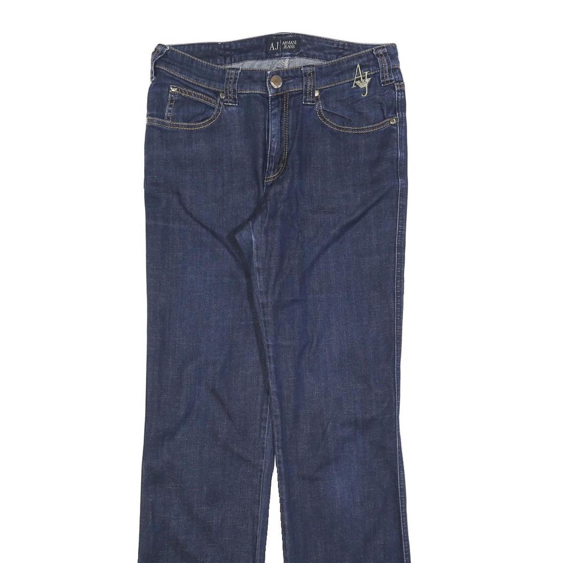 ARMANI JEANS Womens Slim Blue Denim Jeans W28 L32 Stylish Logo Zip