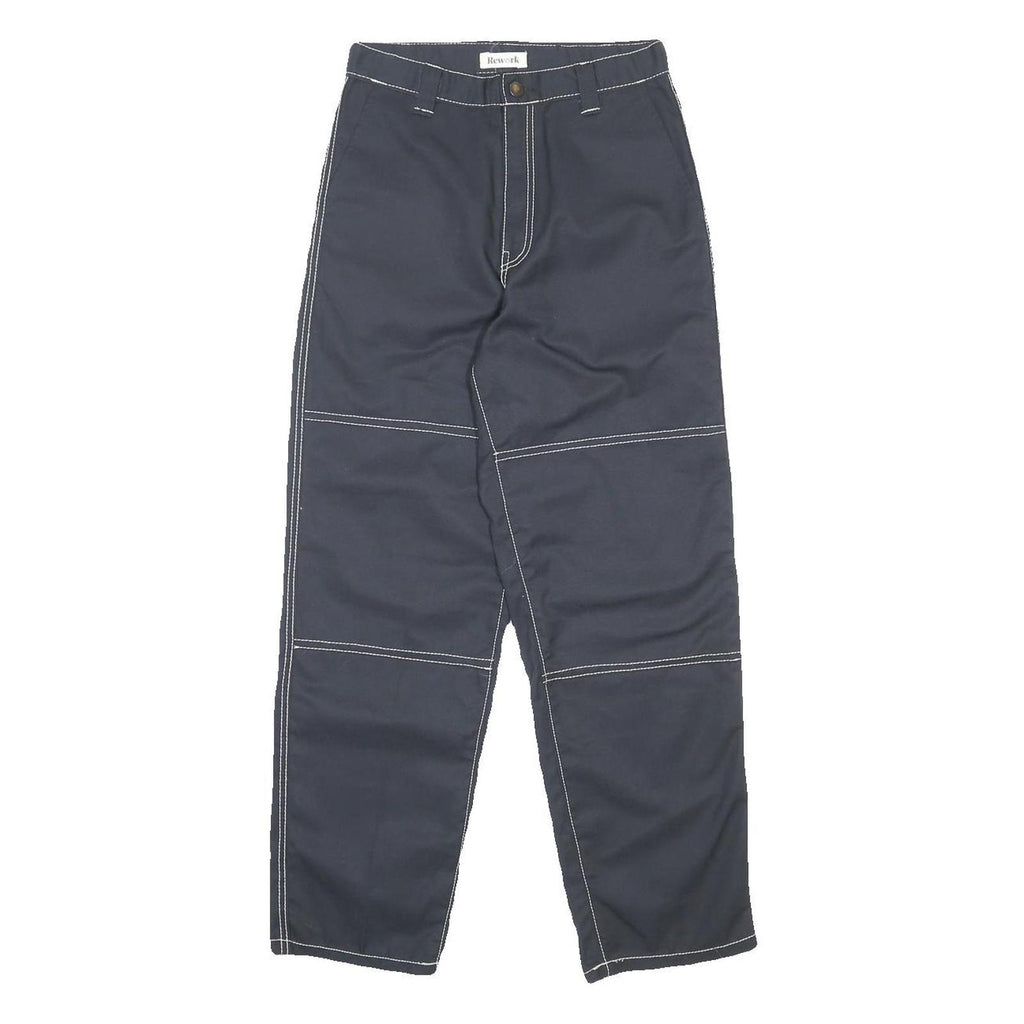 DICKIES Womens Cotton Blend Navy Relaxed Straight Trousers W26 L28 Casual